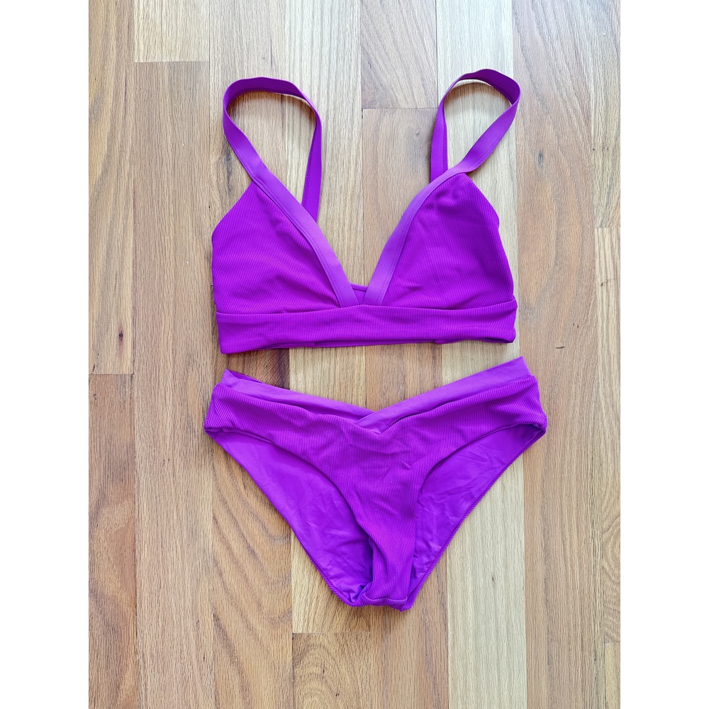 L Space Pratt Bikini Set Triangle Top High Cut Bottom - both size M